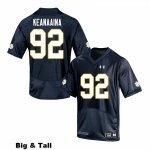 Notre Dame Fighting Irish Men's Aidan Keanaaina #92 Navy Under Armour Authentic Stitched Big & Tall College NCAA Football Jersey MBZ3199VM